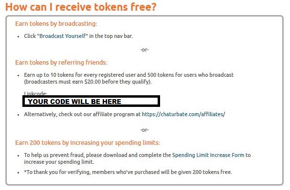 earn free token on chaturbate