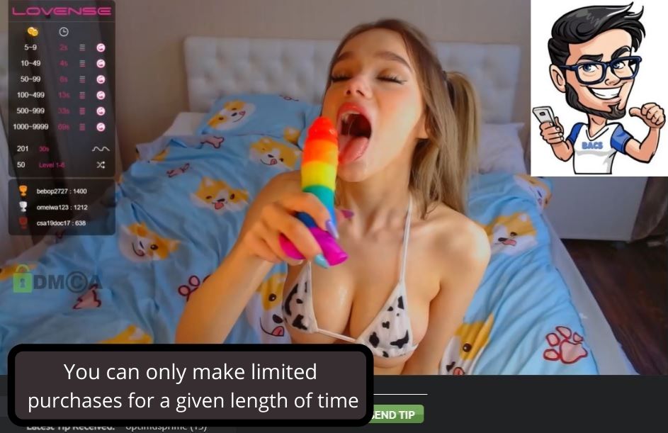 Chaturbate spending limit