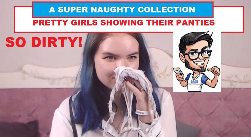 pretty girls showing their panties and smelling them too